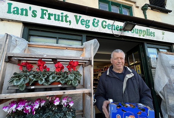 Ian Veale outside his greengrocer's shop in Chipping Sodbury
