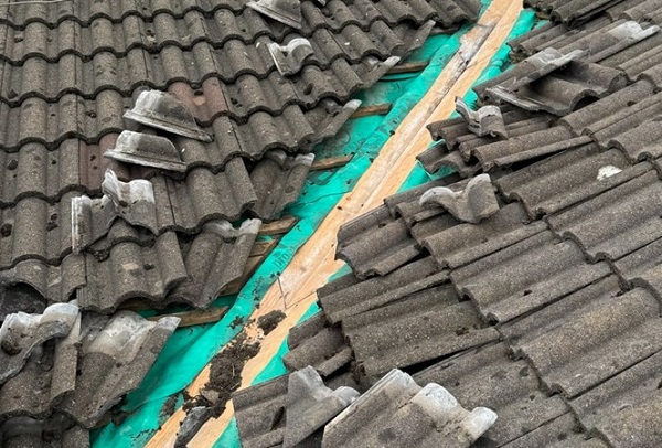 The damaged roof after lead was stolen