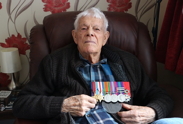 Leonard Trewin with his medals