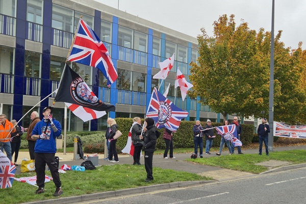 Protesters outside South Gloucestershire Council's Yate headquarters